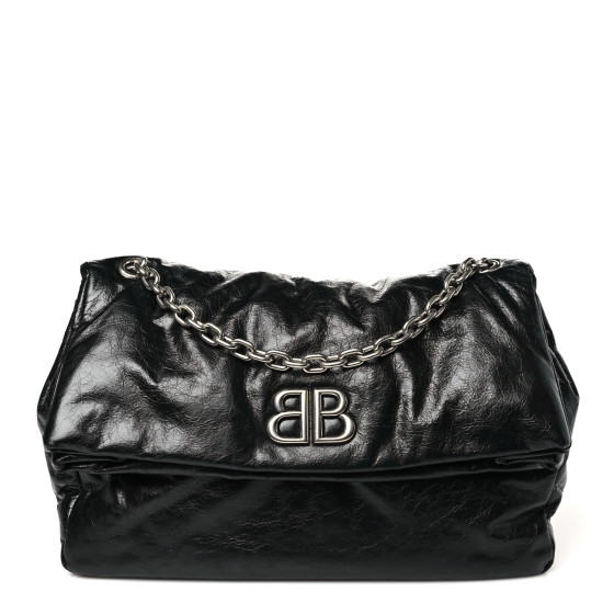 ショルダーバッグ・ポシェット Balenciaga Monaco Small Shoulder Bag In Arena Leather Monaco Small leather shoulder bag in black - Balenciaga
