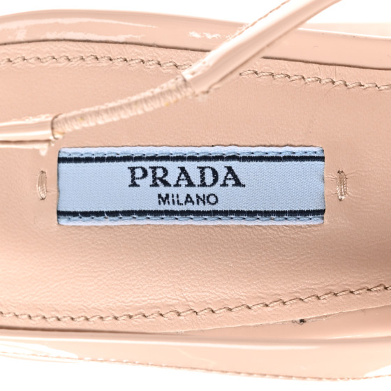 PRADA Patent Triangle Logo Slingback Pumps 41 Cipria 1559265