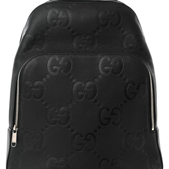 GUCCI Calfskin Jumbo GG Embossed Large Backpack Black