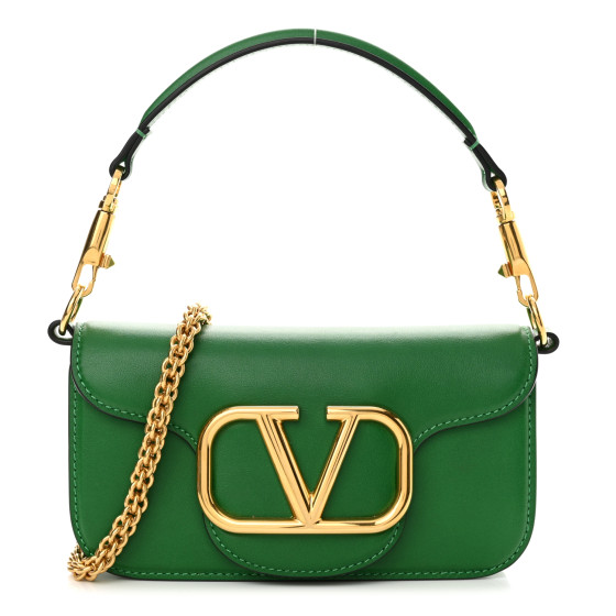 VALENTINO VLOGO WALK レザー製 ショッピング バッグ *GREEN Valentino Garavani Shoulder Bag