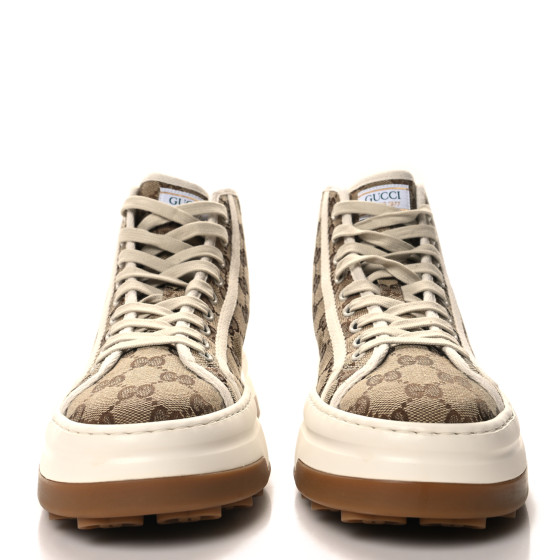【GUCCI】Tennis 1977 High Top Sneakers Beige:Ebony GUCCI GG Monogram Mens 1977 Tennis High Top Platform 55mm