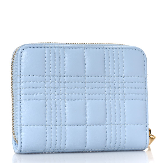 BURBERRY Lambskin Quilted Lola Wallet Soft Pale Blue 1444119