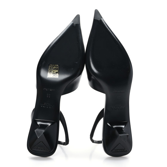 PRADA Spazzolato Logo Pointed Toe 55mm Slingback Pumps 38