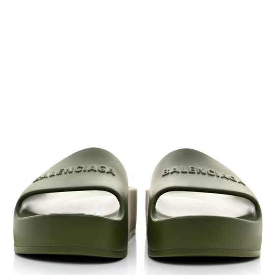 BALENCIAGA Rubber Womens Chunky Slide Sandals 38 Kaki
