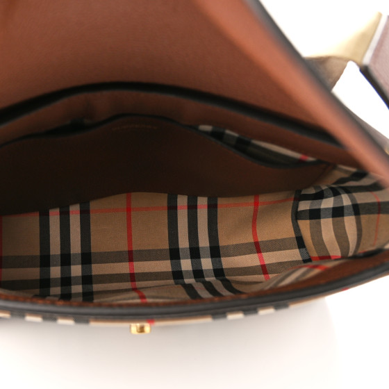 Burberry(正規品/関税送料込み) Vintage Check Note cross bag Burberry - Black Leather & Vintage Check Note Crossbody Bag