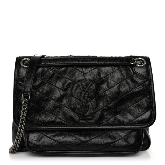 SAINT LAURENT Crinkled Calfskin Matelasse Monogram Medium
