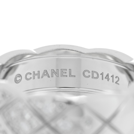 CHANEL 18K White Gold Diamond Small Coco Crush Ring 52 6