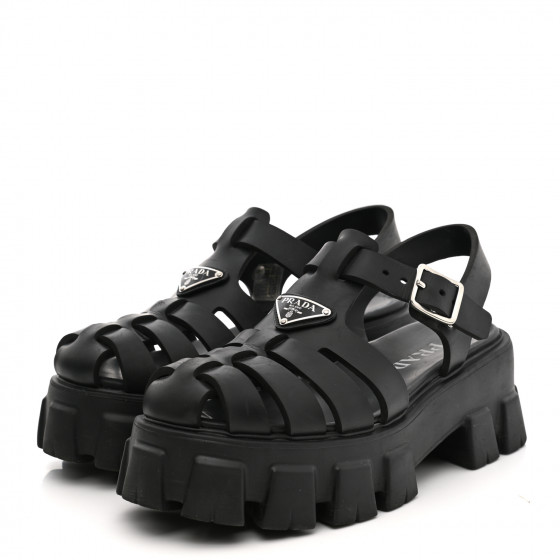 ◆PRADA 最新作◆Monolith プラットフォーム サンダル/Black◆ Prada Monolith Rubber Sandals | Saks Fifth Avenue