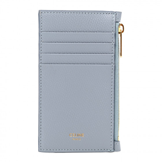 ★送料・関税込★CELINE★ZIPPED CARD HOLDER-ESSENTIALS S CALF CELINE Grained Calfskin Zipped Card Holder Artic Blue