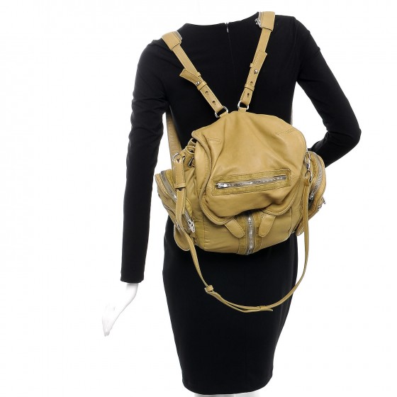 ALEXANDER WANG Lambskin Marti Backpack Bag Green Silver