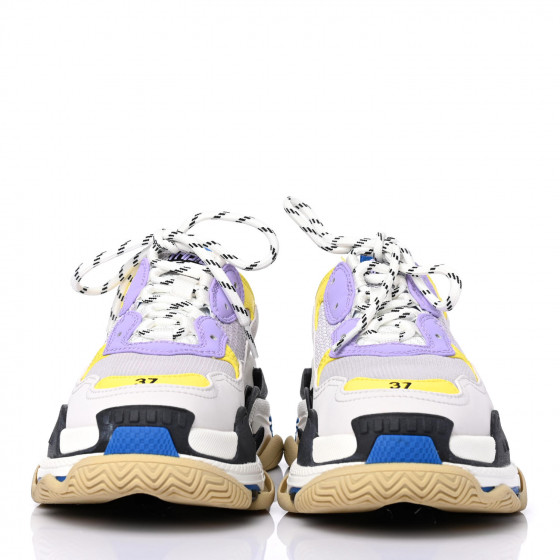 BALENCIAGA Fabric Mesh Womens Triple S Sneakers 37 White