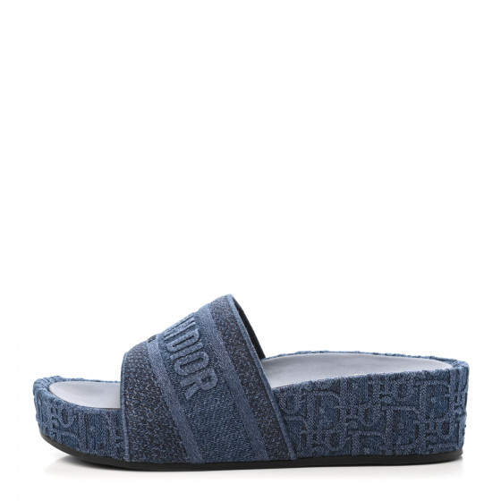 CHRISTIAN DIOR Denim Oblique Slide Sandals 40 Denim 819026