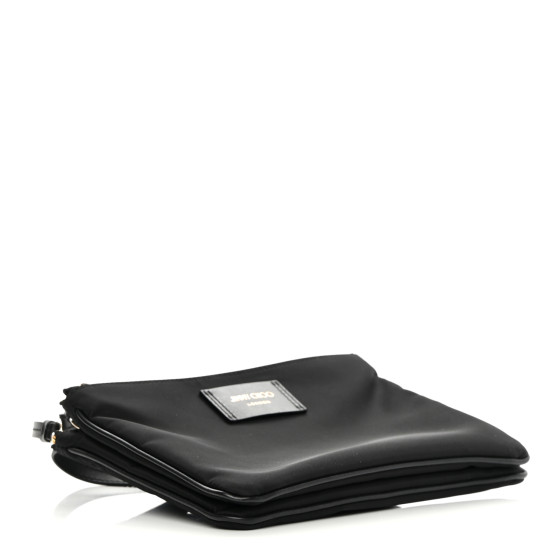 JIMMY CHOO Nylon Candice Double Zip Crossbody Pouch Black