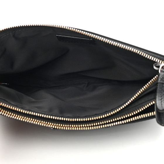 JIMMY CHOO Nylon Candice Double Zip Crossbody Pouch Black