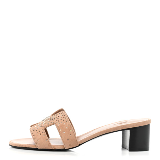 お値下げ⭐︎HERMES エルメス　スヌード　ユニセックス HERMES Suede Goatskin Crystal Oasis Sandals 37 Rose Nude