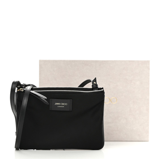 Jimmy★Choo(セールで送料+関税込み)大人気Candice/Crossbody JIMMY CHOO Nylon Candice Double Zip Crossbody Pouch Black