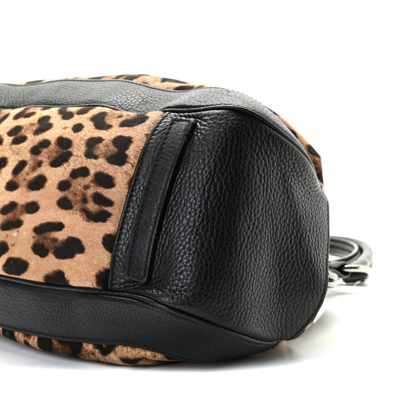 DOLCE & GABBANA Calfskin Canvas Leopard Print Animalier