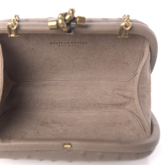 BOTTEGA VENETA Ostrich Chain Knot Clutch New Steel 624905