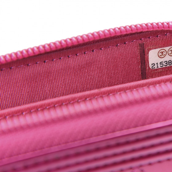 CHANEL Metallic Patent Quilted Zip Around Boy Coin Purse