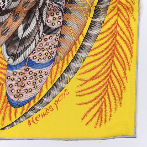HERMES シルクスカーフ PLUMES HERMES Silk Plumes En Fete Scarf 90 1512143 | FASHIONPHILE