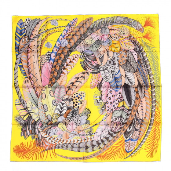 HERMES シルクスカーフ PLUMES HERMES Silk Plumes En Fete Scarf 90 1512143 | FASHIONPHILE
