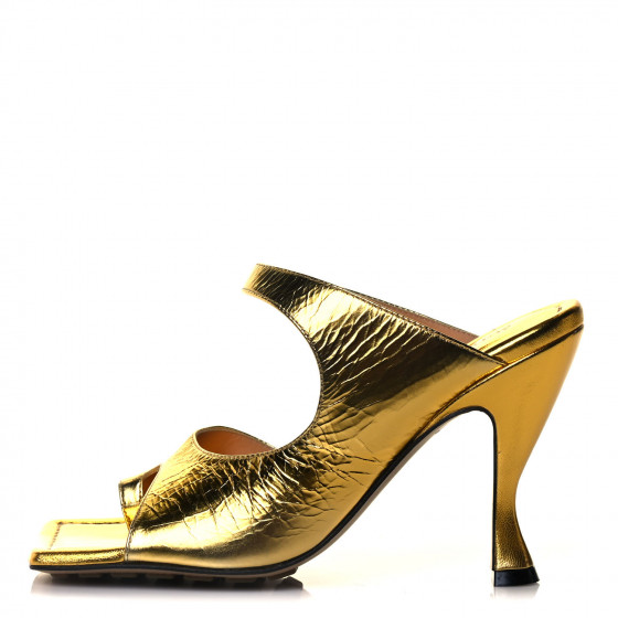 Bottega Veneta★素敵！ Leather Gold Square Toe Sandals BOTTEGA VENETA Vitello Lame Square Toe Sandals 35 Gold