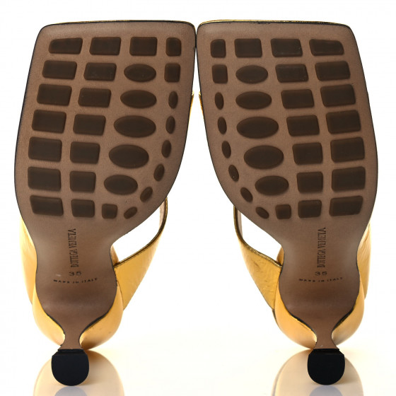 BOTTEGA VENETA Vitello Lame Square Toe Sandals 35 Gold