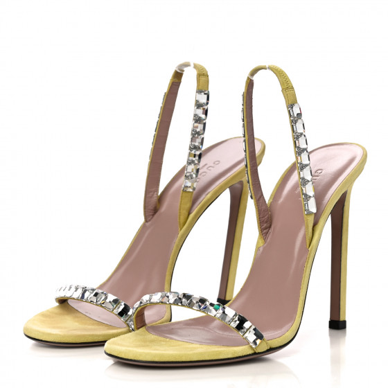 GUCCI Crystal Kid Scamosciato Mallory Slingback Sandals 39.5