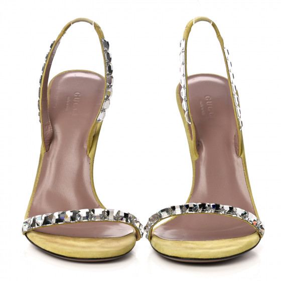 GUCCI Crystal Kid Scamosciato Mallory Slingback Sandals 39.5