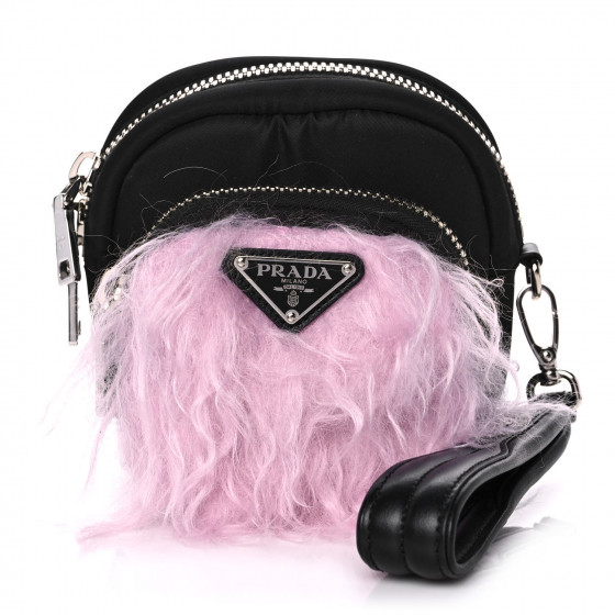 prada nylon fur shoulder bag