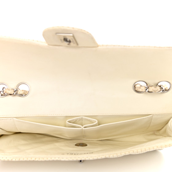 CHANEL Lambskin Perforated East West Flap White 1148468