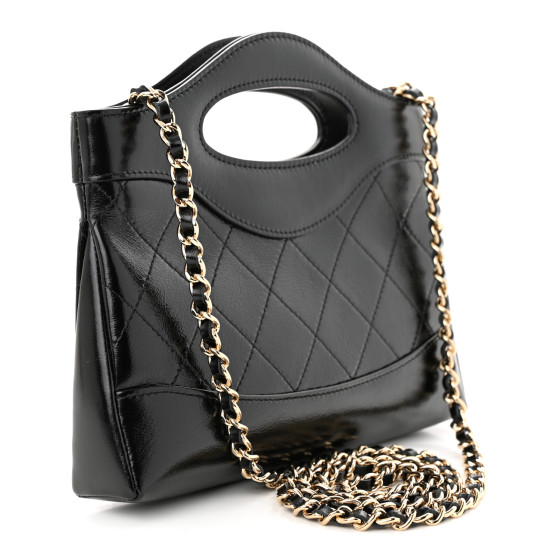 CHANEL Shiny Crumpled Calfskin Quilted Nano 31 Shopping Bag