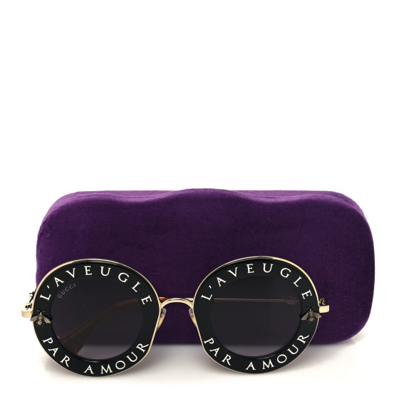 GUCCI Metal L'Aveugle Par Amour Round Frame Sunglasses