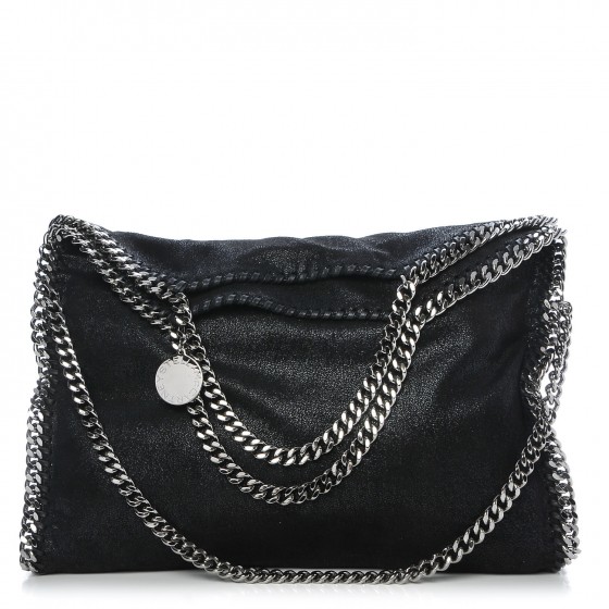 STELLA MCCARTNEY Shaggy Deer Falabella Fold Over Tote Black