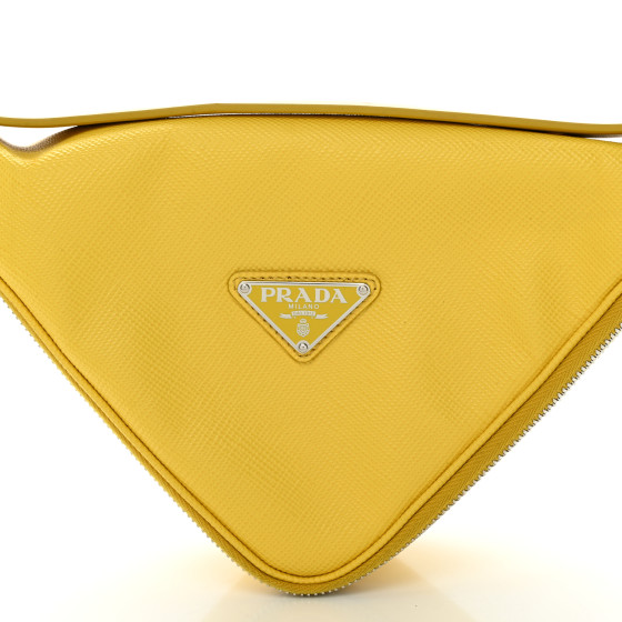 PRADA Saffiano Triangle Shoulder Belt Bag Sunny Yellow