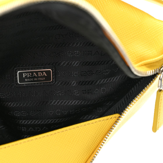 PRADA Saffiano Triangle Shoulder Belt Bag Sunny Yellow