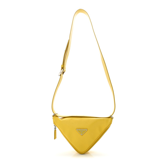 PRADA Saffiano Triangle Shoulder Belt Bag Sunny Yellow