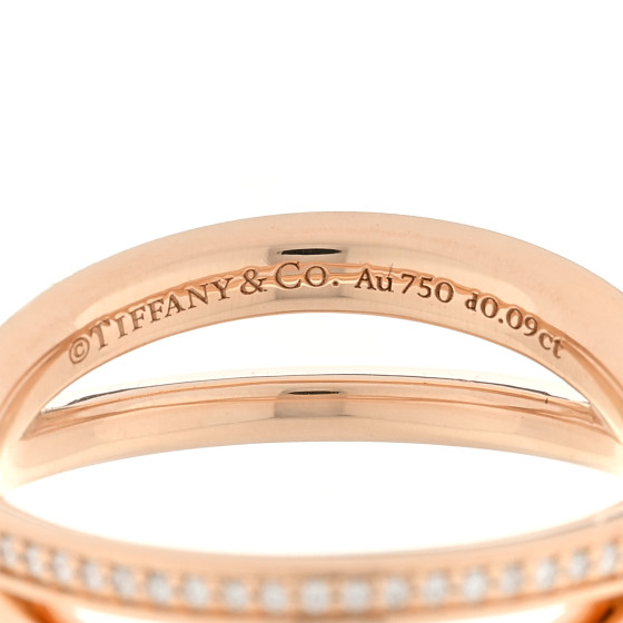 TIFFANY 18K Rose Gold Diamond Atlas X Narrow Ring 52 6
