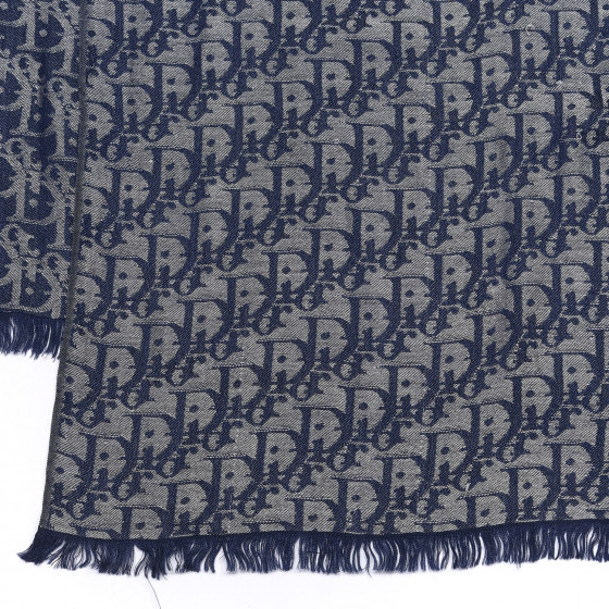 VMPD7-14-1 Christian Dior ネイビー シルク スカーフ CHRISTIAN DIOR Silk Monogram Scarf Blue 829215 | FASHIONPHILE