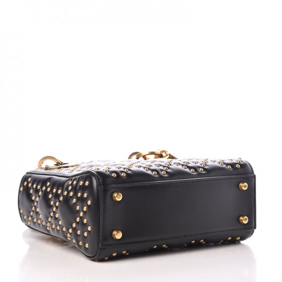 DIOR バック CHRISTIAN DIOR Lambskin Studded Mini Supple Lady Dior Black