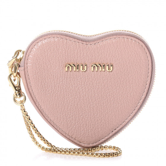小物 miu miu heart charm leather coin case 美品 miumiu Miu Miu Heart Coin Case Coin Purse with Key