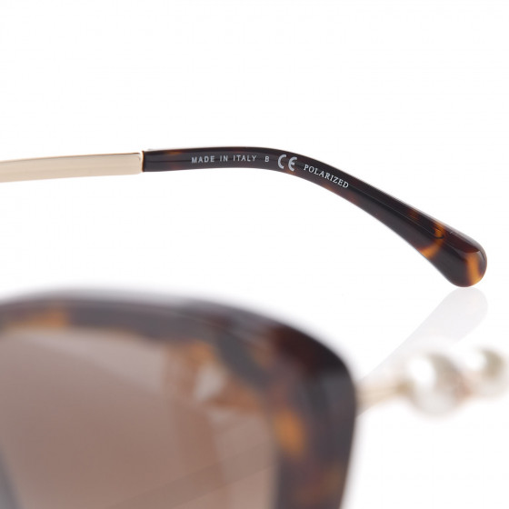 CHANEL Brown Tortoise Pearl Logo CC Cat-Eye Sunglasses 5339-H