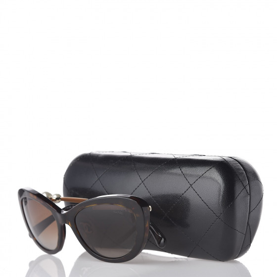 CHANEL Cat Eye Pearl Sunglasses 5340-H Tortoise 465004