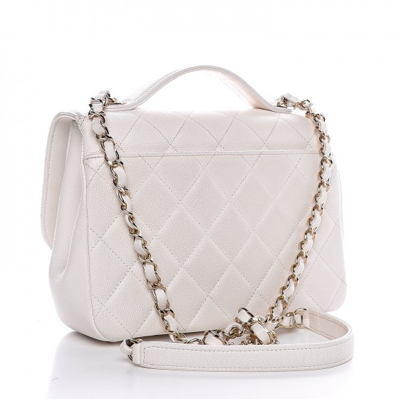 【ヴィンテージ】RankS☆Chanel White Medium Business Affinity CHANEL Caviar Quilted Medium Business Affinity Flap White
