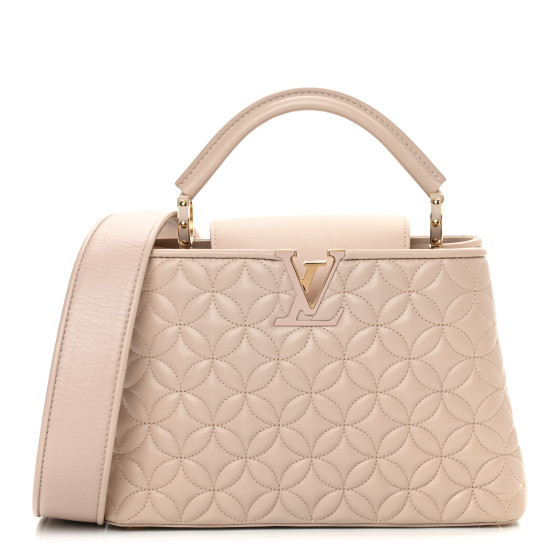 Louis Vuitton ボストンバッグ ベージュ LOUIS VUITTON Lambskin Quilted Flower Capucines BB Vanilla