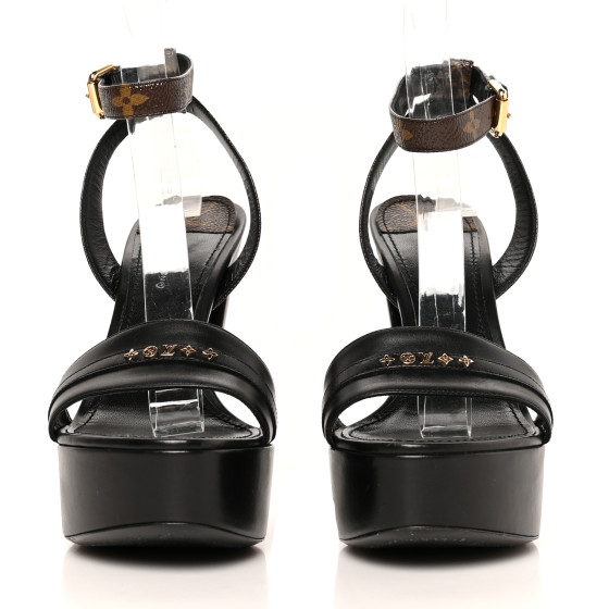 Louis Vuitton ストライプ バングル LOUIS VUITTON Patent Monogram Afterglow Platform Sandals 39