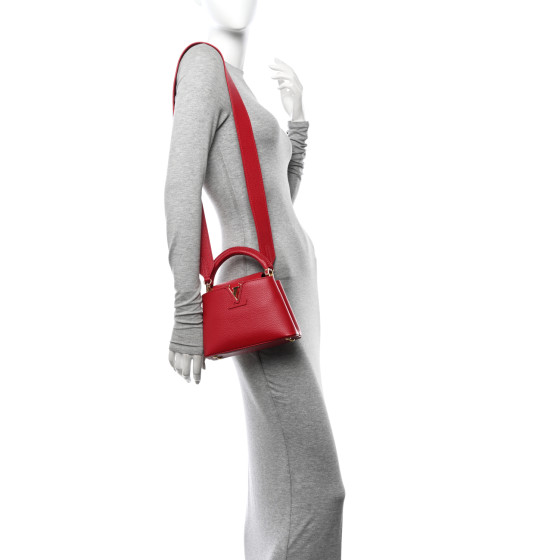 LOUIS VUITTON Taurillon Mini Capucines Scarlet