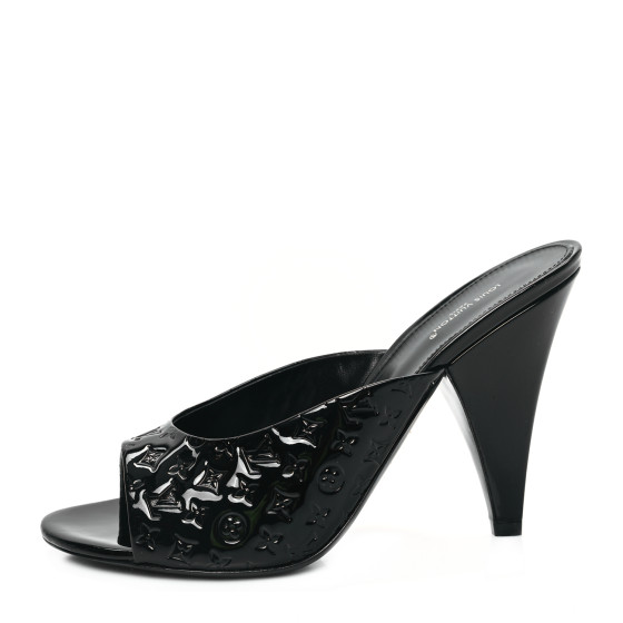 LOUIS VUITTON Patent Calfskin Monogram Embossed Super Mules