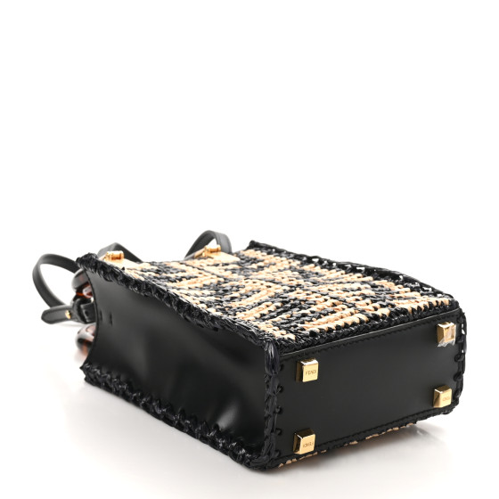 FENDI Raffia Plexiglass Crochet Mini Sunshine Shopper Tote