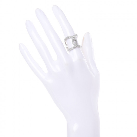 CHANEL Crystal CC Ring 5.5 Silver 409268 | FASHIONPHILE
